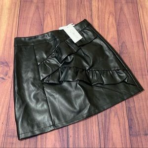 LuvAlot Ruffle Side Pleather Casual Skirt